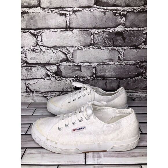 Superga White Canvas Fabric Lace Up Causal Sneakers Shoes Women sz 38EU/7.5M US - Picture 15 of 16